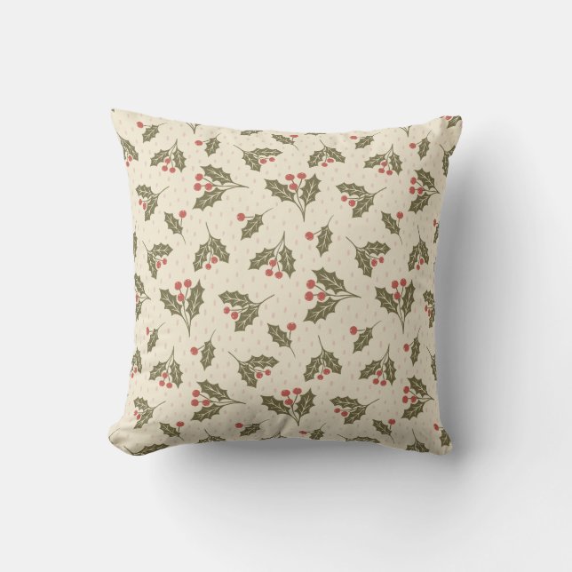 Coussin motif de vacances Holly Berries (Recto)