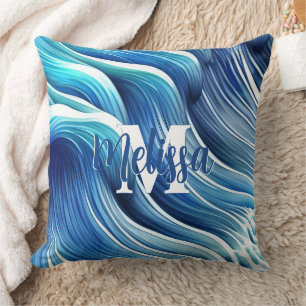 Coussin Motif de vague bleue