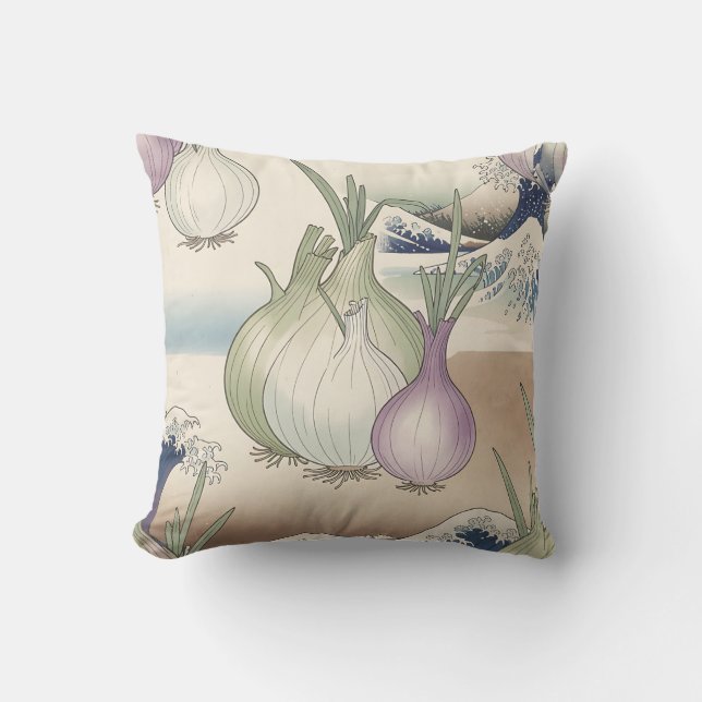 Coussin Motif de vague de oignon Ukiyo-e (Recto)