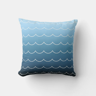 Coussin Motif de vague moderne bleu clair à marine dégradé
