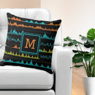 Coussin Motif de vague sonore abstrait Retro Synthwave