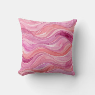 Coussin Motif de vagues à l'aquarelle rose