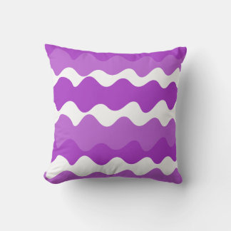 Coussin Motif de vagues horizontales violet et blanc