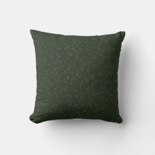 Coussin Motif de vigne botanique ton sur ton vert foncé