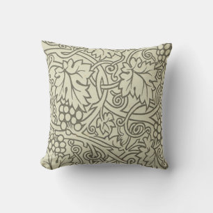 Coussin Motif de vigne de raisin gris vert de William Morr