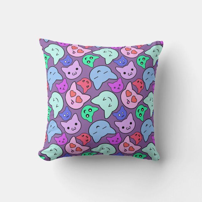 Coussin Motif de visage de chat d'Anime (Recto)