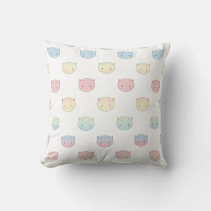 Coussin Motif de visages de chatons pastel mignons
