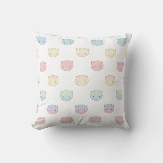 Coussin Motif de visages de chatons pastel mignons (Recto)