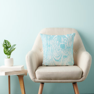 Coussin Motif de Wood Grain Aqua