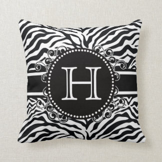 Coussin Motif de zèbre avec le cool de monogramme et