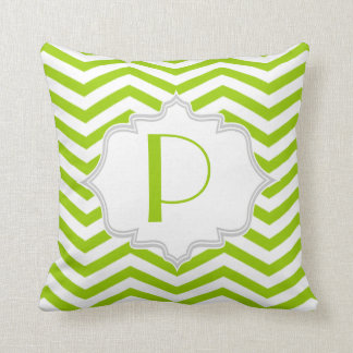 Coussin Motif de zigzag de chevron blanc vert citron
