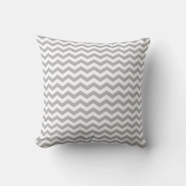 Coussin Motif de zigzag de Chevron de blanc gris (Recto)