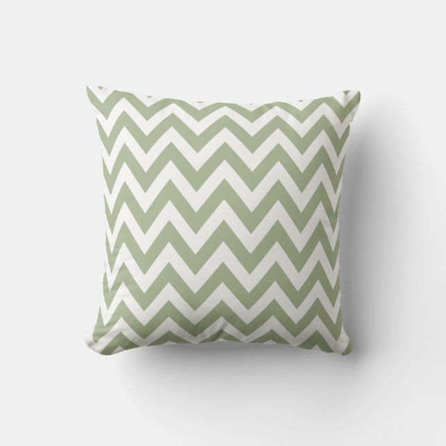 Coussin Motif de zigzag de Chevron de vert sauge (Recto)