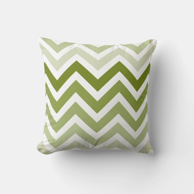Coussin Motif de zigzag de Chevron Ombre de vert olive (Recto)