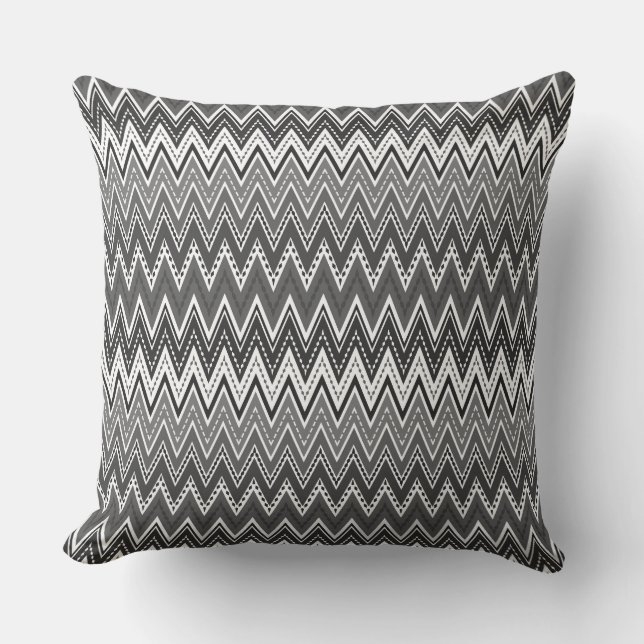 Coussin Motif de zigzag géométrique noir et blanc (Recto)