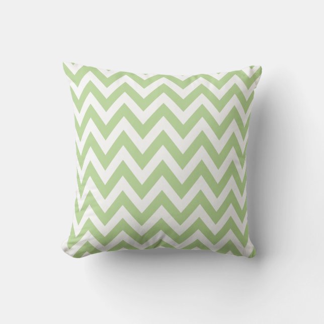 Coussin Motif de zigzag vert clair de Chevron (Recto)