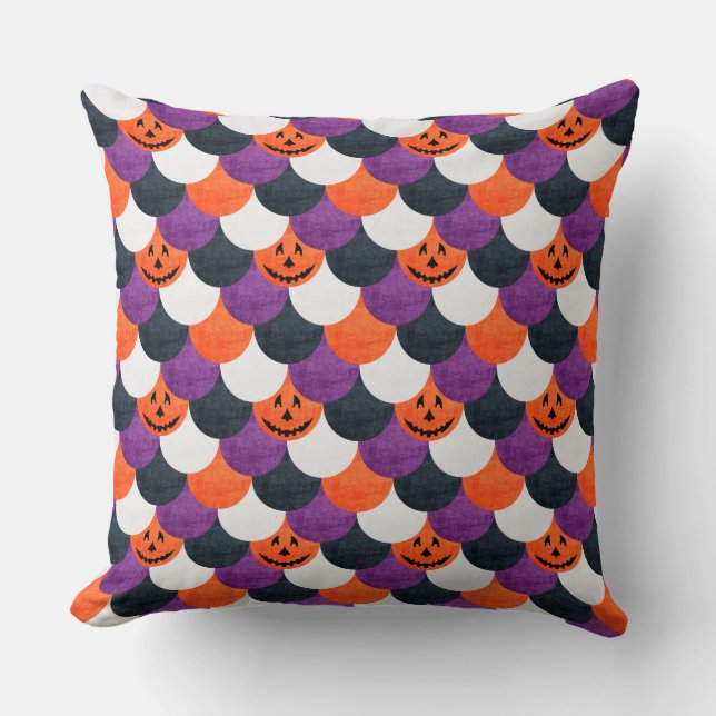 Coussin Motif d'écailles de sirène de citrouille de Hallow (Recto)