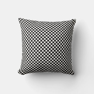 Coussin motif d'échecs noir décoratif