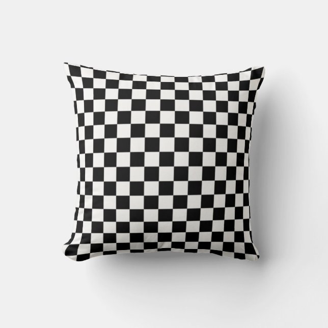 Coussin Motif d'échecs noir et blanc Lancer l'oreiller (Recto)