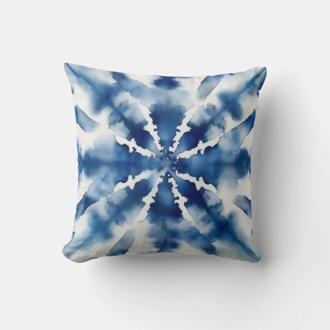 Coussin Motif d'éclatement de l'aquarelle bleue (Recto)