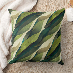 Coussin Motif Déco Abstrait Olive Verte Minimaliste