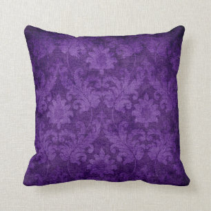 Coussin Motif décoratif à fleurs couleur pourpre foncé