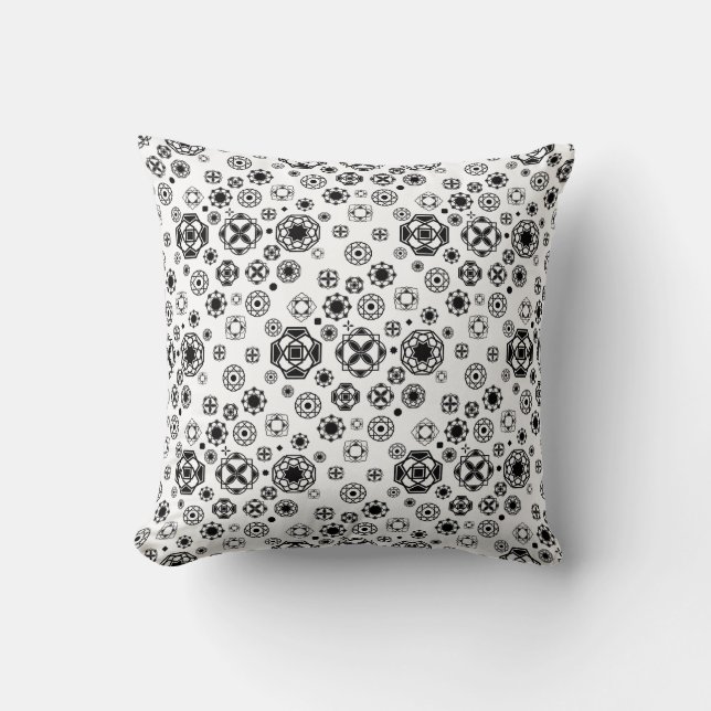 Coussin Motif décoratif arabesque noir blanc mignon (Recto)