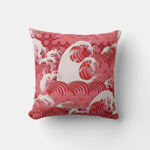Coussin Motif décoratif sans couture avec vagues en chinoi