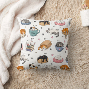 Coussin Motif décoratif sans couture de chat amusant