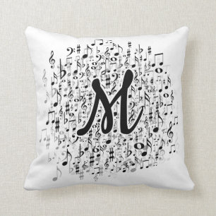 Coussin Motif décoré d'un monogramme élégant de notes