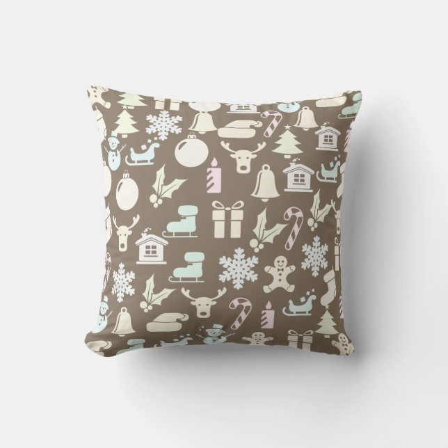Coussin Motif d'éléments de Noël (Recto)