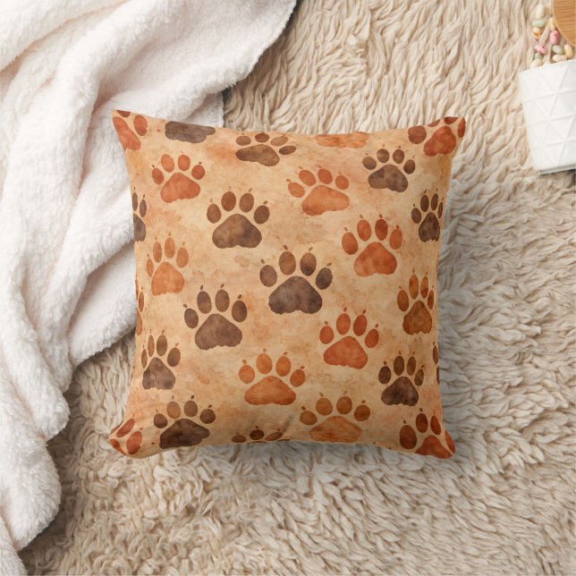 Coussin Motif d'empreinte de patte à l'aquarelle rustique  (Couverture)