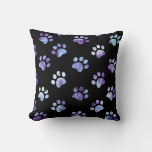 Coussin Motif d'empreinte de patte texturée violette