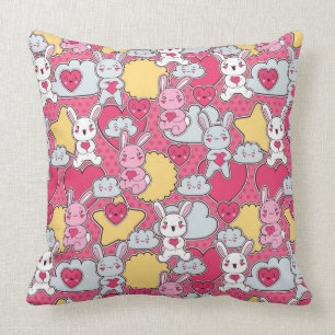 Coussin Motif d'enfant de Kawaii avec des griffonnages