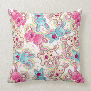 Coussin Motif d'enfant de Kawaii avec des griffonnages