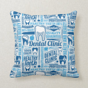 Coussin Motif dentaire bleu de clinique