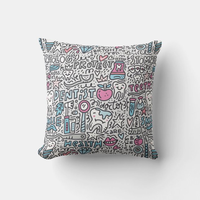 Coussin Motif dentaire de bande dessinée (Recto)