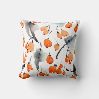 Coussin Motif des baies d'aquarelle et de l'illustration f