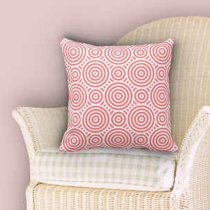 Coussin Motif des cercles imbriqués mignons rose et blanc