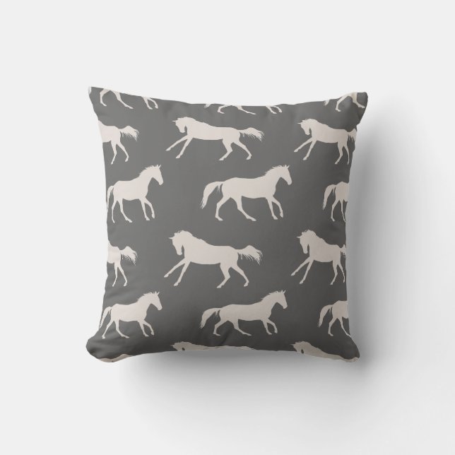 Coussin Motif des Chevaux de Galloping Gray (Recto)