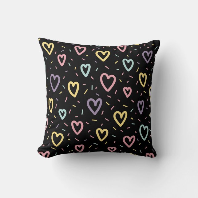 Coussin Motif des Coeurs colorés (Recto)