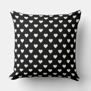 Coussin Motif des Coeurs Noir et Blanc