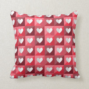 Coussin Motif Des Coeurs Rouge Et Blanc