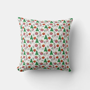 Coussin Motif des éléments de Noël dessinés à la main