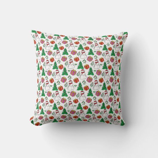 Coussin Motif des éléments de Noël dessinés à la main (Recto)
