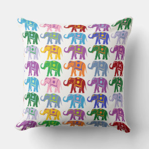 Coussin Motif des éléphants décoratifs colorés