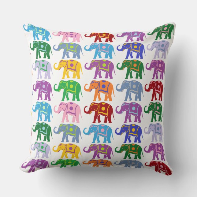 Coussin Motif des éléphants décoratifs colorés (Recto)