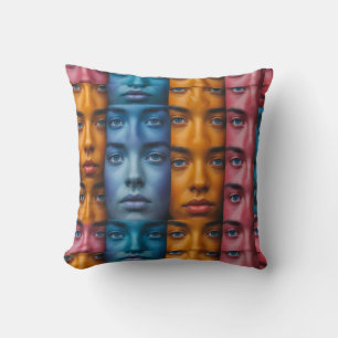 Coussin Motif des faces colorées