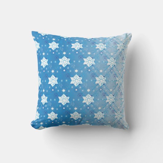 Coussin Motif des flocons de neige bleu et blanc d'hiver (Recto)