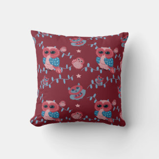 Coussin motif des hiboux